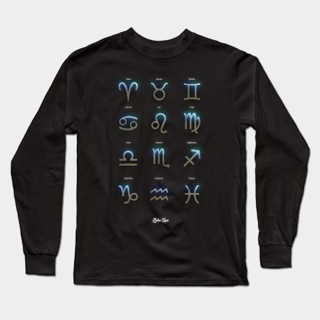 Zodiac Symbols Long Sleeve T-Shirt by ChrisHarrys